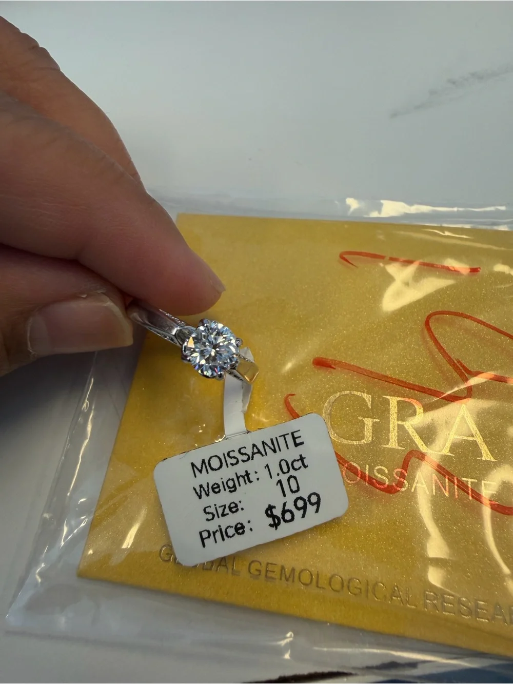 Moissanite Solitaire Engagement Ring in Silver - 1.0ct w/NWT BEBÉ WALLET